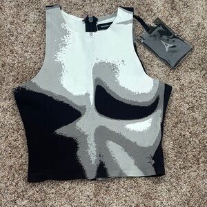 Maniere De Voir Monochrome Abstract Crop Top